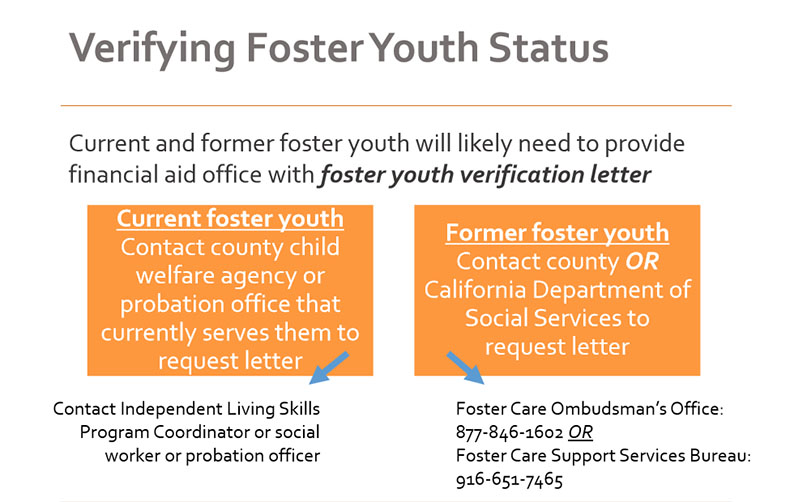 Verifying Foster Youth Status: Current and former foster you