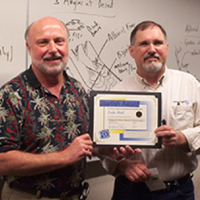 february 2005, Luke Hall, Geosciences Professor with Dean Bo