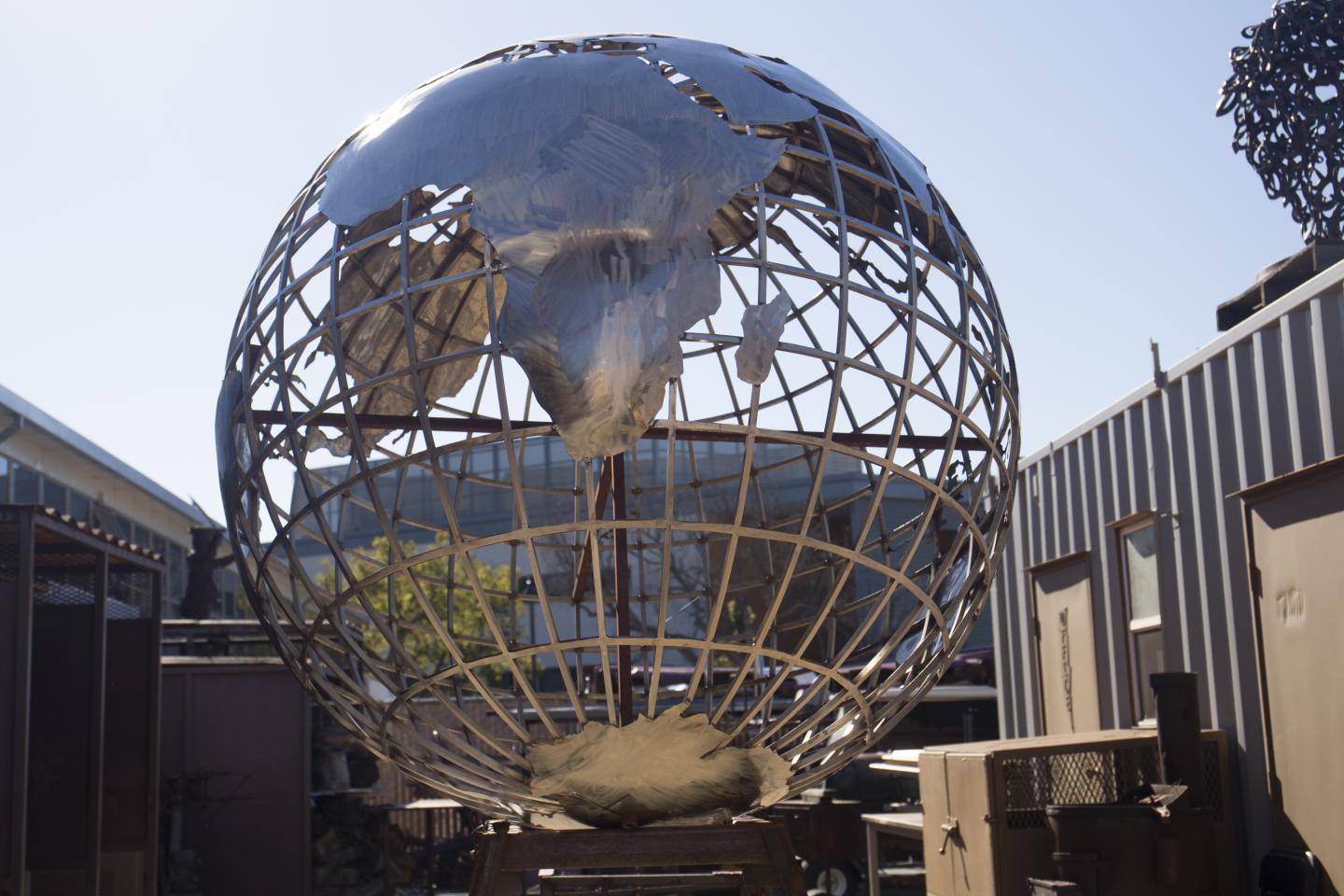 Welded globe created by Ventura College Welding Program