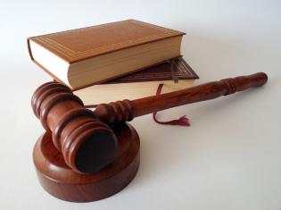 Stock photo of gavel and law books