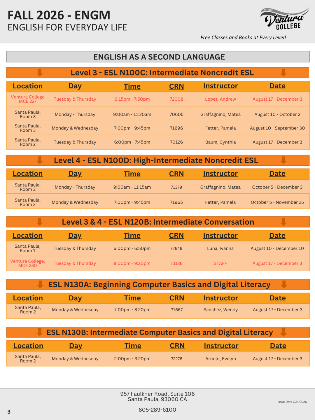 ESL, Beginning to Intermediate, Page 3