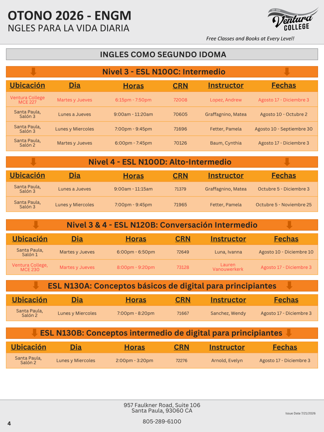 ESL, Beginning to Intermediate, Page 4