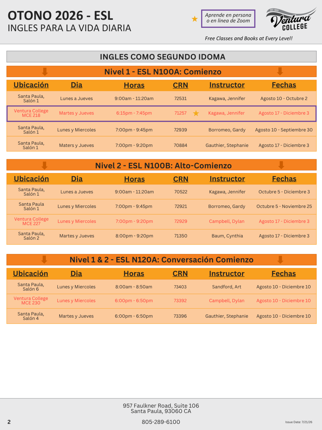 ESL, Beginning to Intermediate, Page 2