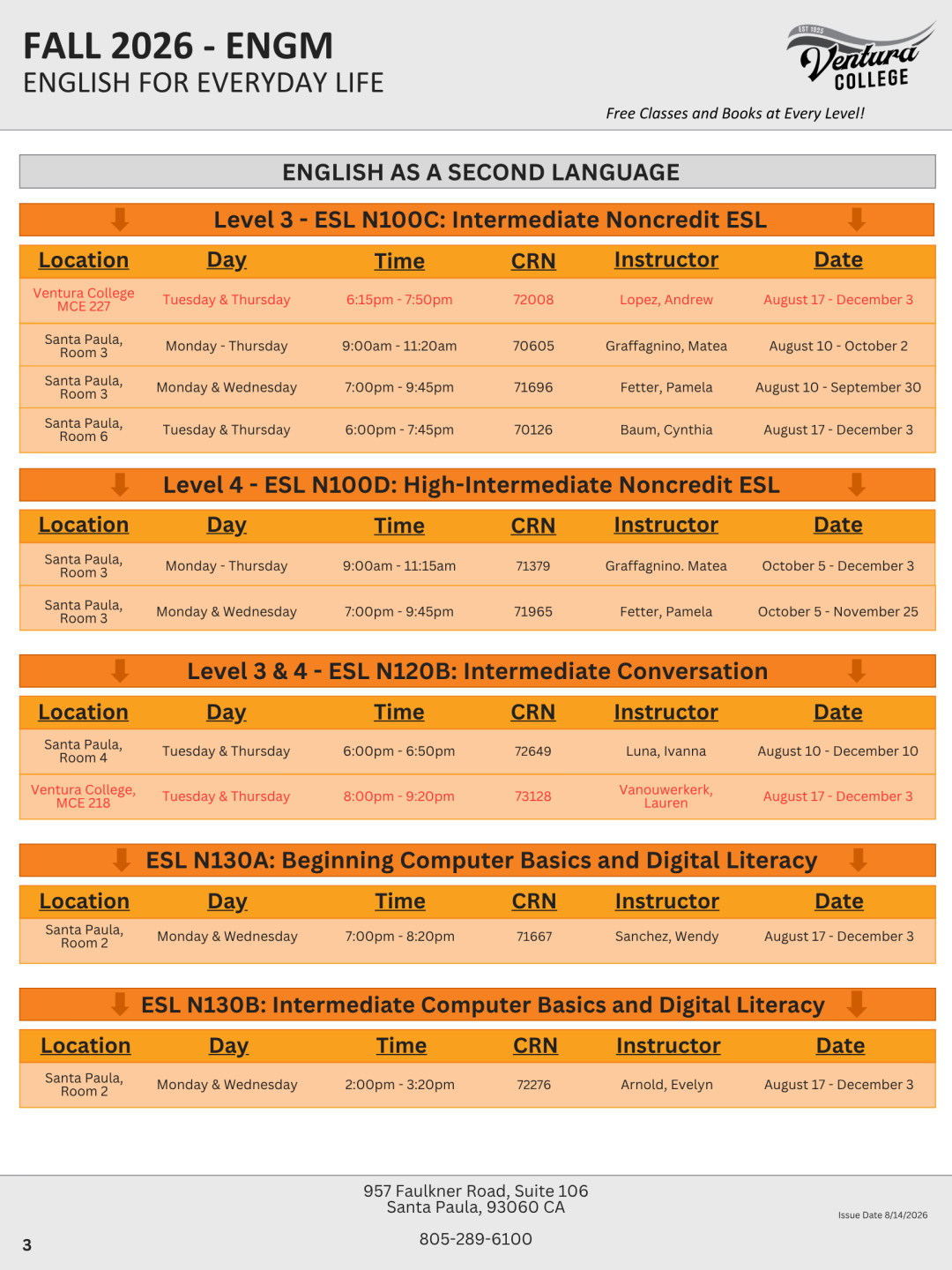 ESL, Beginning to Intermediate, Page 3