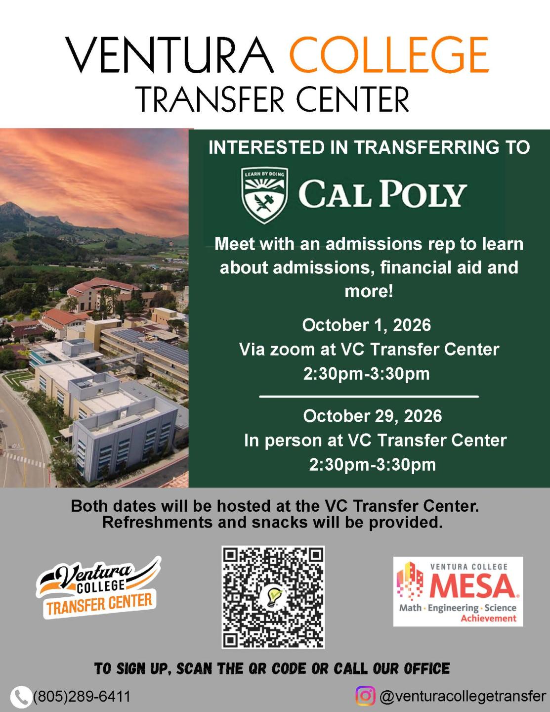 Sign up to for Cal Poly San Luis Obispo presentation at VC Transfer Center