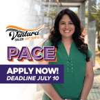 Ventura College East Campus Logo PACE apply now Deadline July 10 image of smiling woman