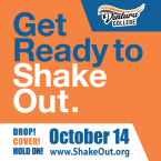Ventura College logo Get ready to shake out drop cover hold on October 14 shakeout.org