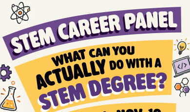 STEM Career Panel  What can you actually do with a STEM Degree Tuesday Nov 10  12 30 to 2 pm  Guthrie Hall 