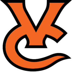 Ventura College primary athletics mark: an interlocking orange and black VC monogram, with the base of the C forming a wave