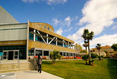 Wide angle view of the Ventura College Library and Learning Resource Building