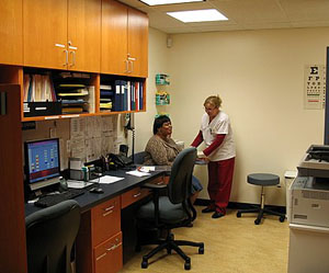 Student receiving services at the Student Health Center