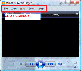windows media player with classic menus turned on