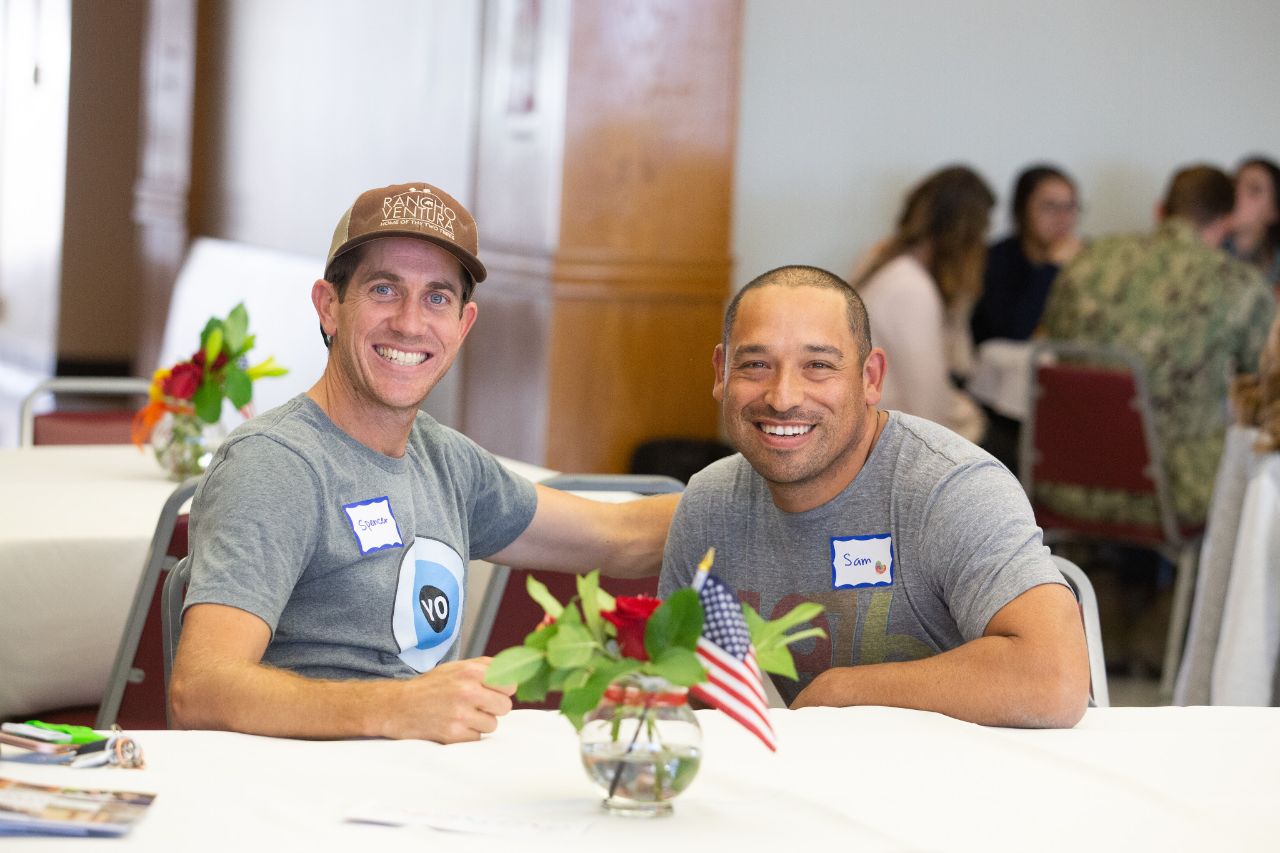 Ventura College veterans hang out the the BBQ