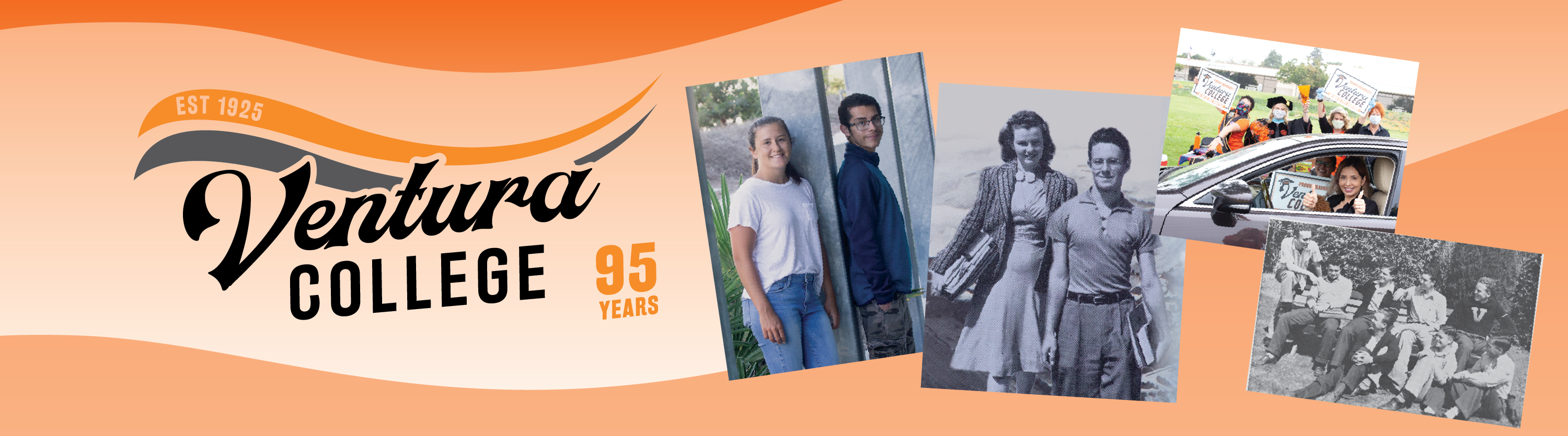 ventura college logo with historical photos of students