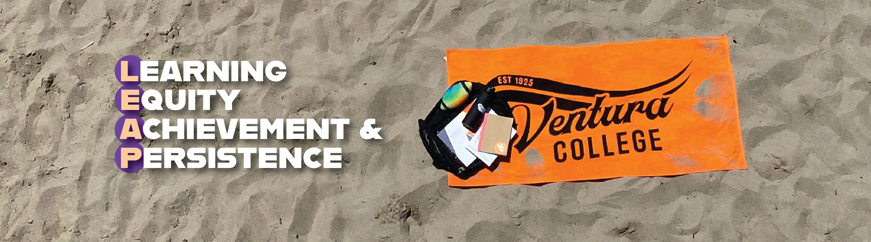 learning equity achievement and persistence with photo of a beach towel with vc logo