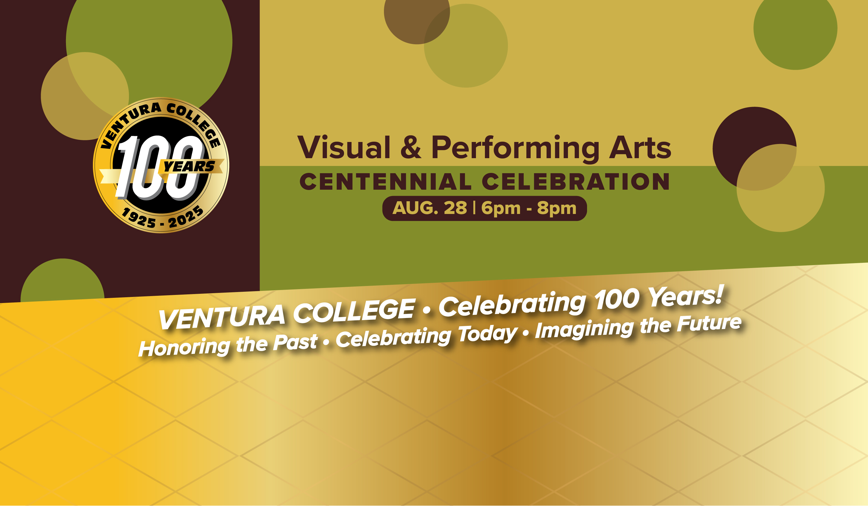 visual and performing arts centennial celebration august 28 from 6 to 8pm