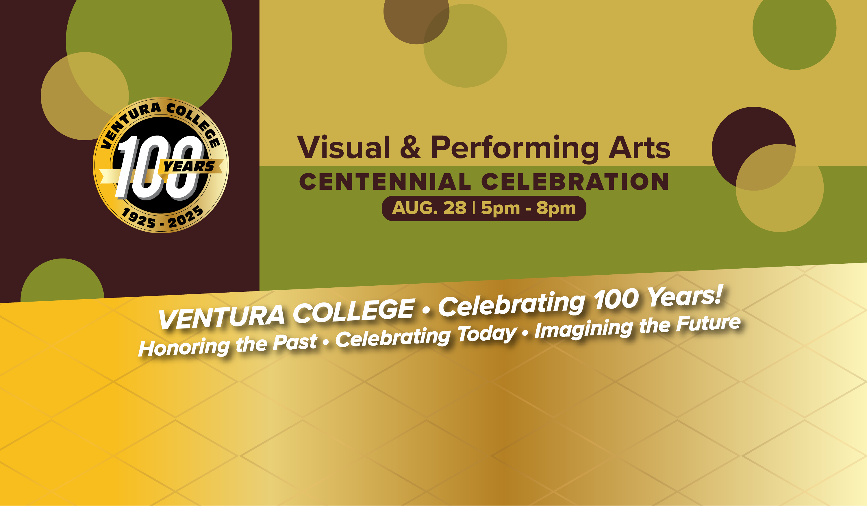 visual and performing arts centennial celebration august 28 from 5 to 8pm