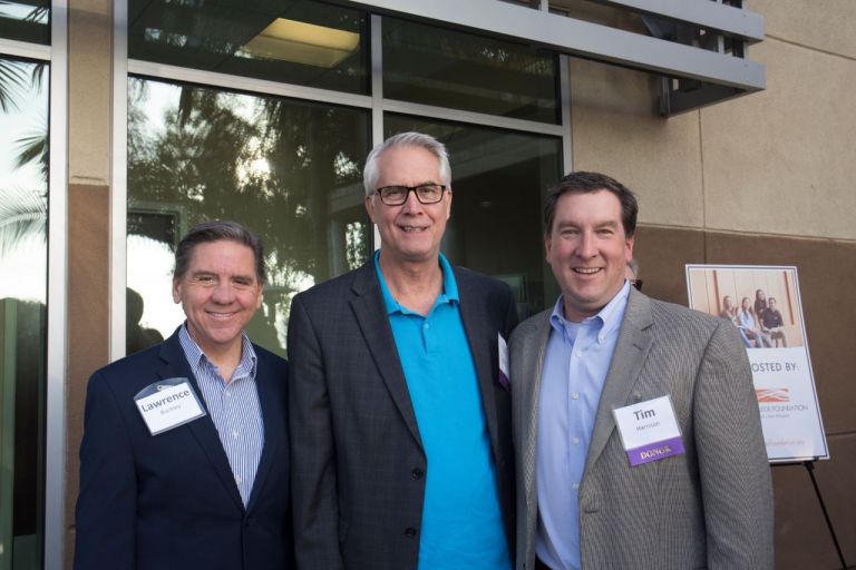 Chancellor Greg Gillespie with Larry Buckley and Tim Harrison. 