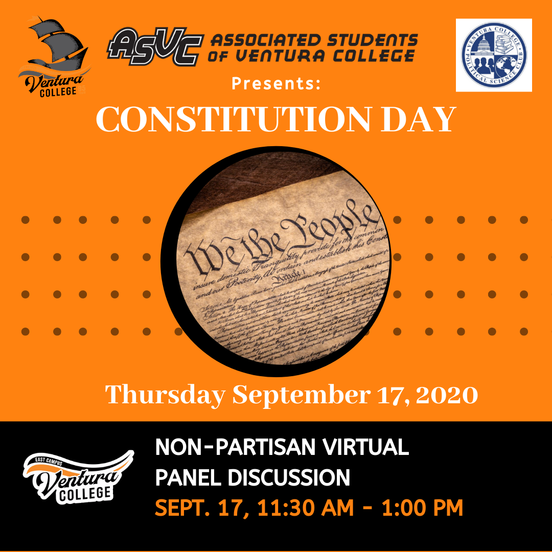 ASVC Constitution Day Flyer.  Non-partisan virtual panel discussion.  September 17, 2020 11:30am-1:00pm