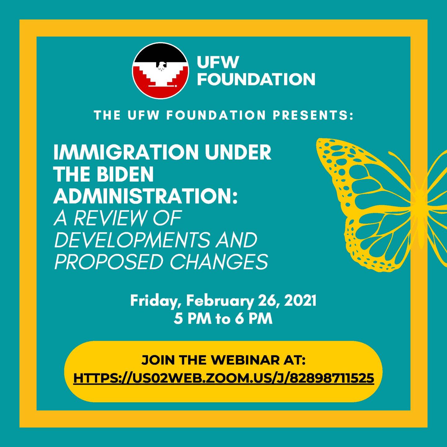 Flyer promoting Immigration Under the Biden Administration on February 26, 2021