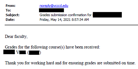 Grades - Faculty Confirmation of Submitted Grades