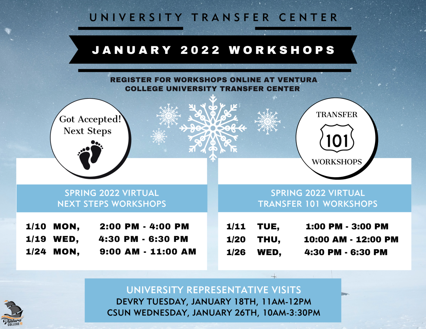 January workshop schedule