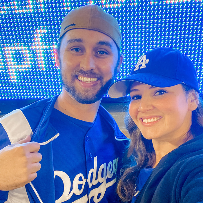 vanessa stotler and her husband at a Dodger game