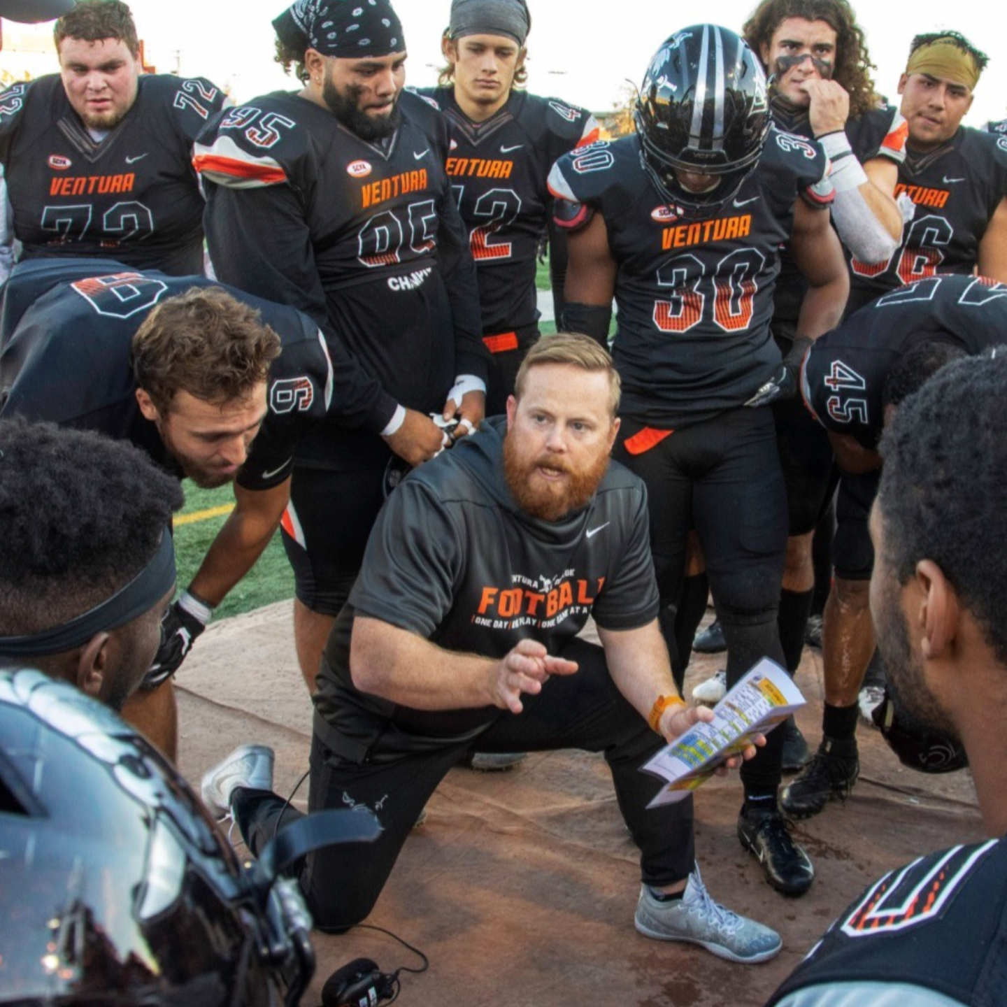 Michael Haydon coaching the Ventura College football team