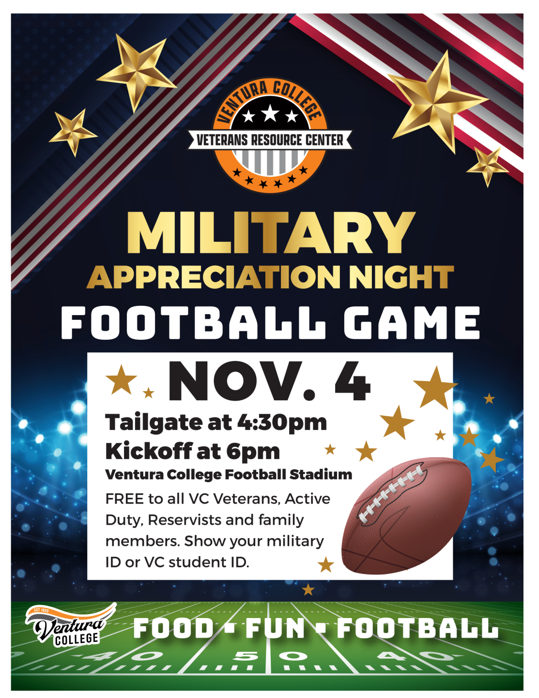 military appreciation night football game