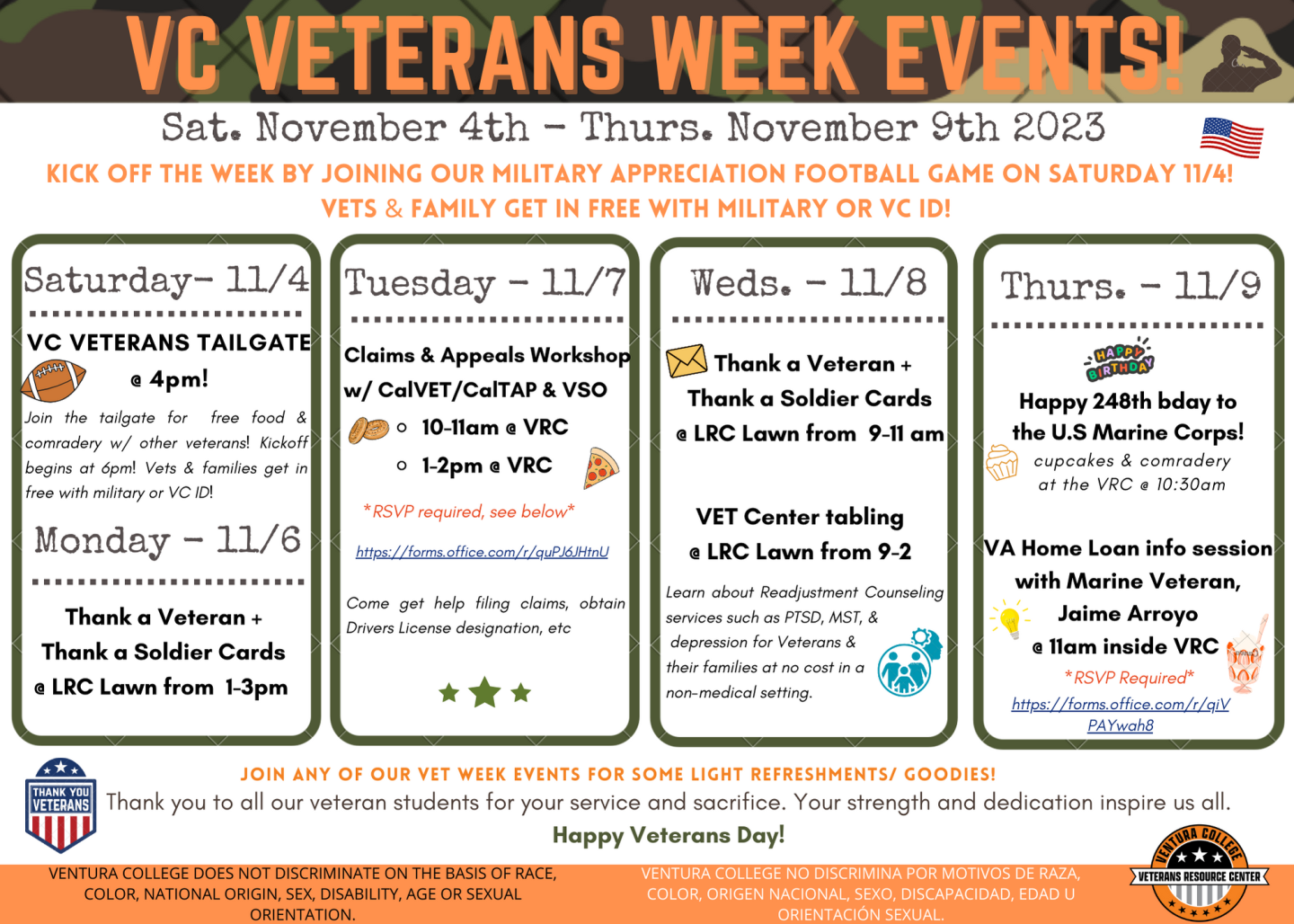 Veterans Scheduled Events