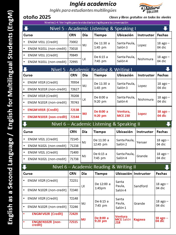 Intermediate to Advanced ESL Courses, page 2