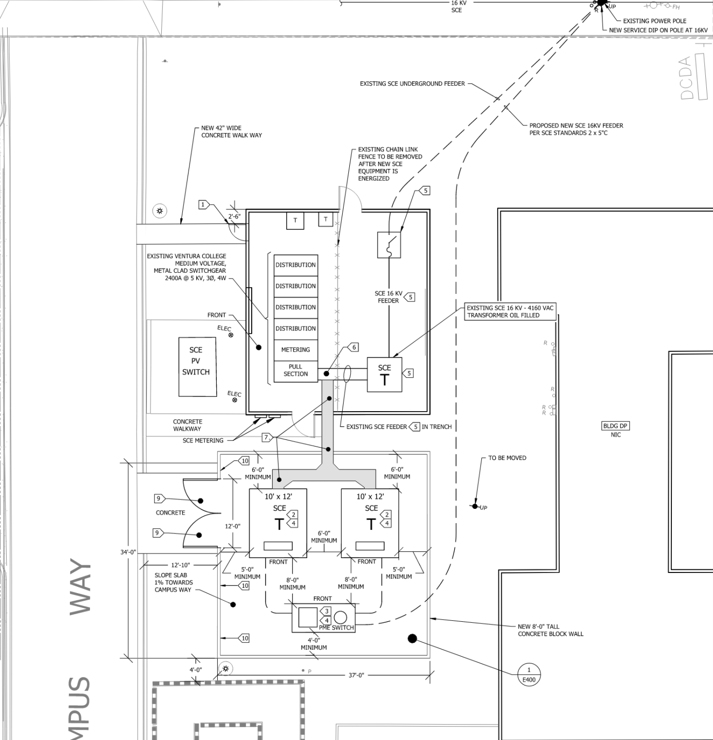 Blueprint rendering of SCE building and location of replacement transformer