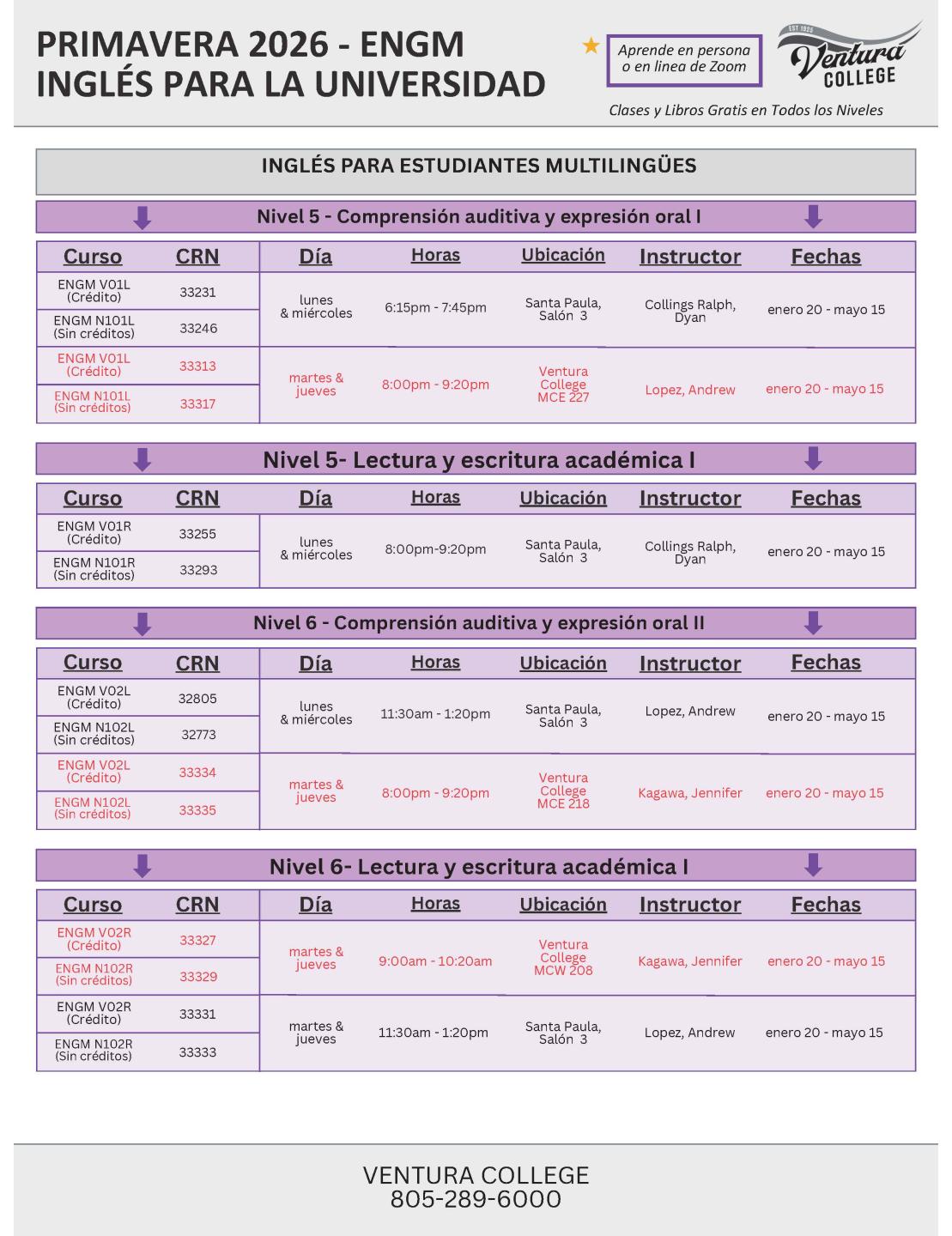 Spring 2026 ESL Classes, page 5