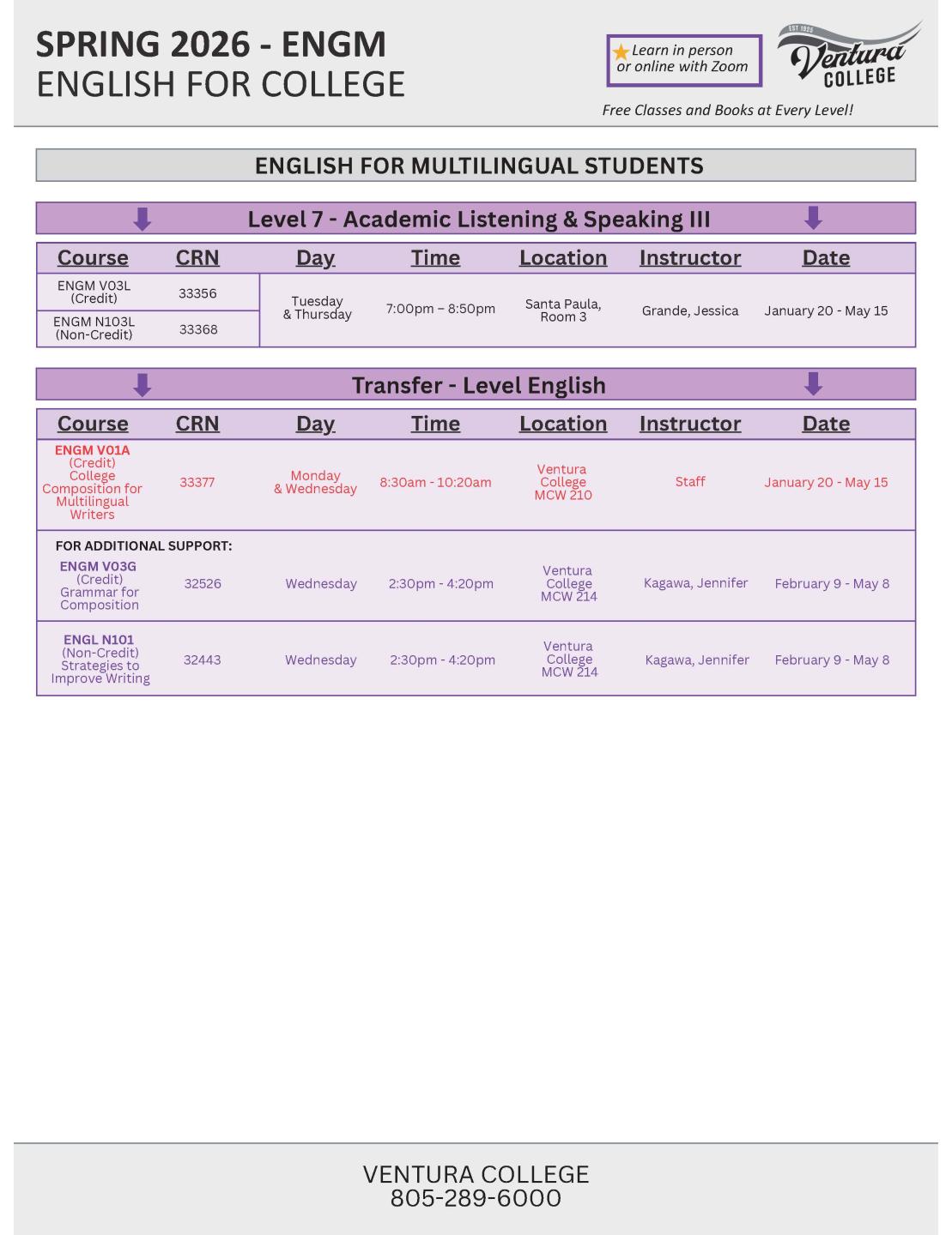 Spring 2026 ESL Classes, page 6