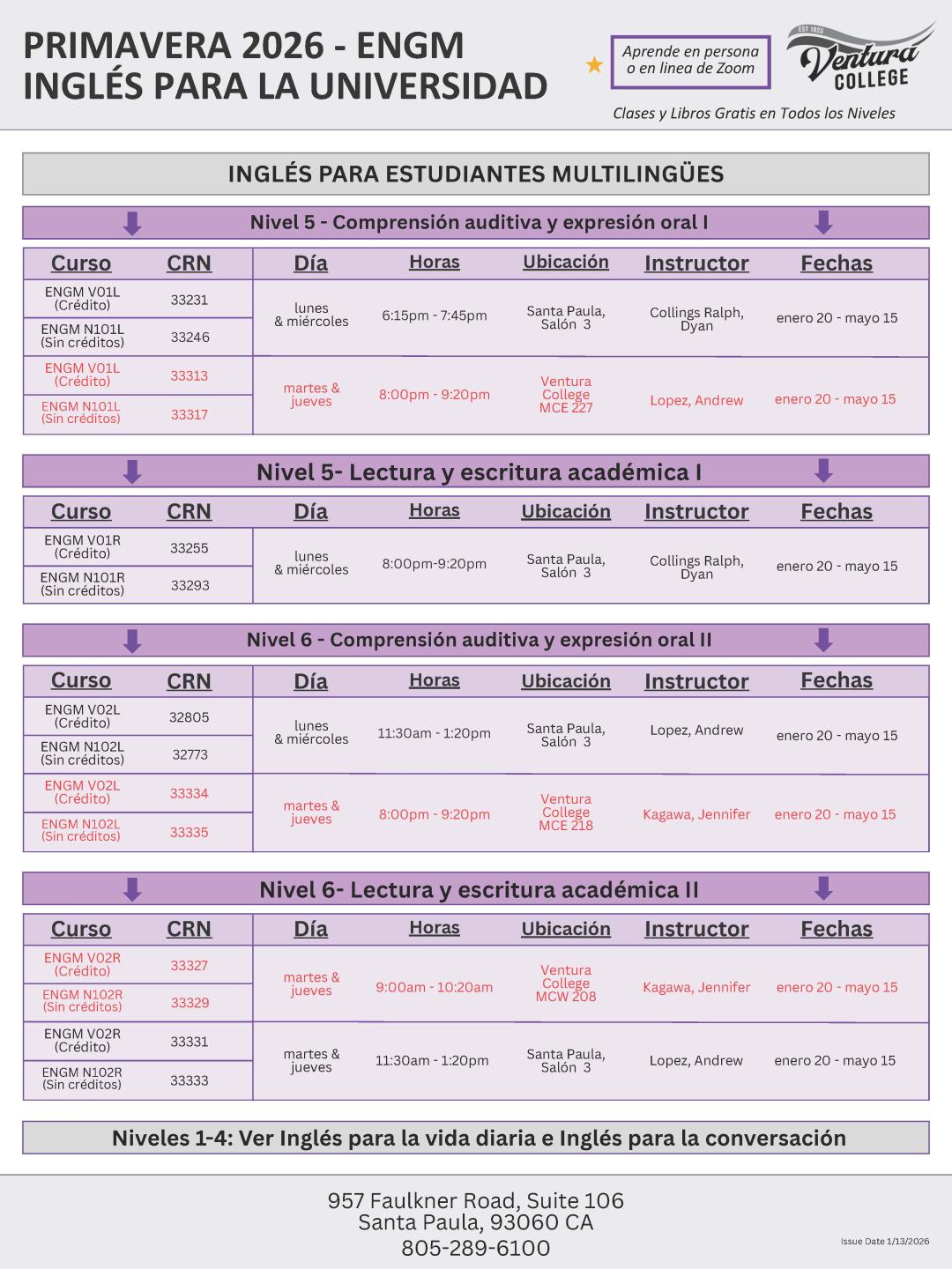 Spring 2026 ESL Classes, page 5