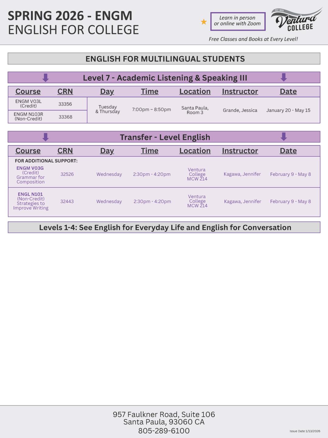 Spring 2026 ESL Classes, page 6