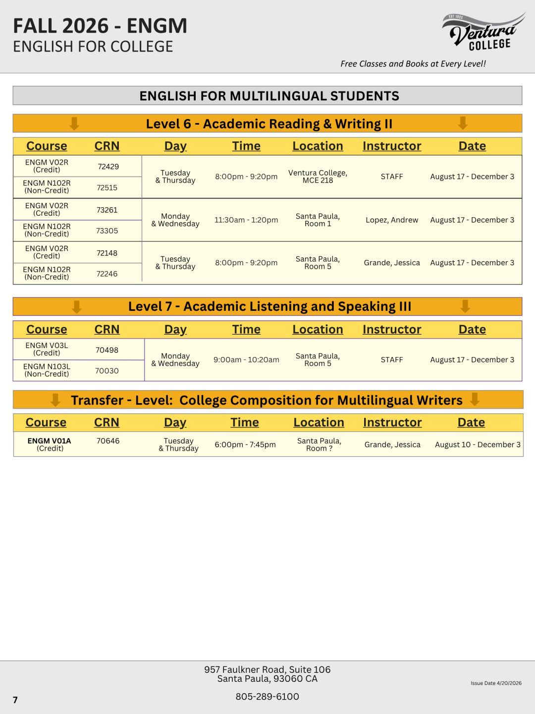 Fall 2026 ENGM Classes, page 3