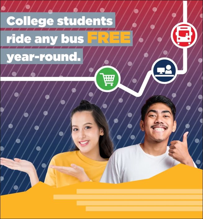 college students ride the bus for free