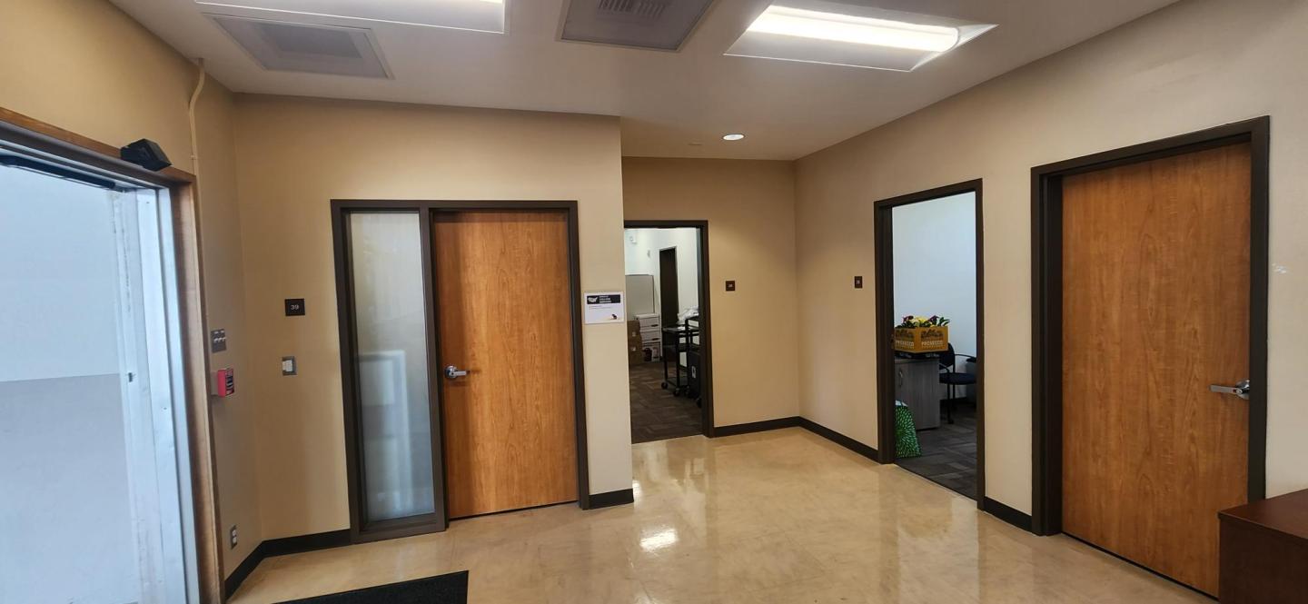 Image of the East wall of the administration building displaying the new offices that were built for Business Office