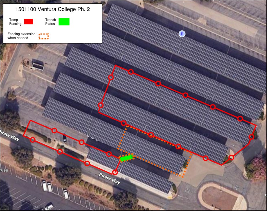 Overhead view of the west parking lot highlighting to first 2nd and 3rd rows of parking spaces closest to Telegraph road.