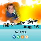 District alumni and text that reads: Fall Semester Begins Au District alumni and text that reads: Fall Semester Begins Au
