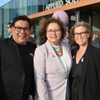 Ventura College President Claudia Lourido-Habib, center, sta