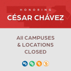 A graphic announcement honoring César Chávez. The text reads