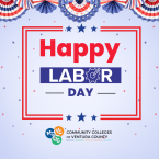 "Happy Labor Day" text with red and blue colors, s "Happy Labor Day" text with red and blue colors, s