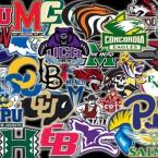 Collage of various college sports logo. 
