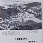 A page in a 1940s Ventura College yearbook featuring a black and white aerial photo of the campus at the time.