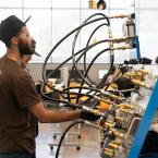 Ventura College Diesel Student in class learning about hydraulics. 