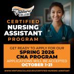 Interested in Becoming a Certified Nursing Assistant?  Apply for Spring 2026! The applications for the Ventura College CNA program are open from October 1-21. The application form will be live on the CNA website starting October 1.