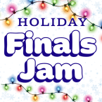 Holiday Finals Jam with graphics of christmas lights