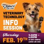 Ventura College Logo Veterinary Technology Info Session Thursday Feb 19 from 4:30 p.m to 6 p.m. at VC East Campus Lokahi Lob 202